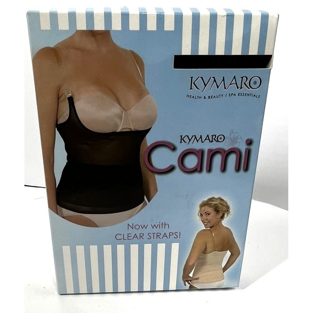 New Kymaro Cami Body Shaper Size 4XL Black Clear Straps Firm Control Compression